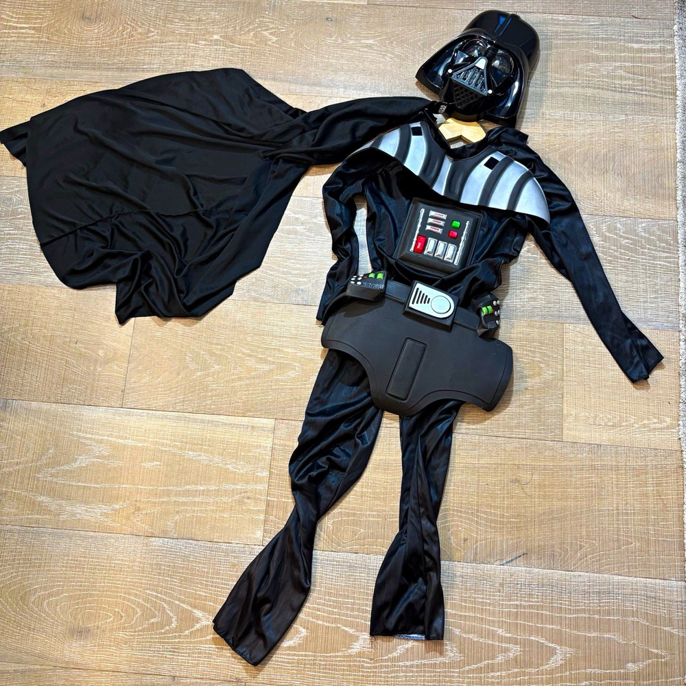 Star Wars Darth Vader Costume Bodysuit w/ Cape Belt and Mask Black/Gray Sz Med